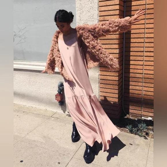 Ryan Roche Furry Cashmere Cardigan Rose Wood